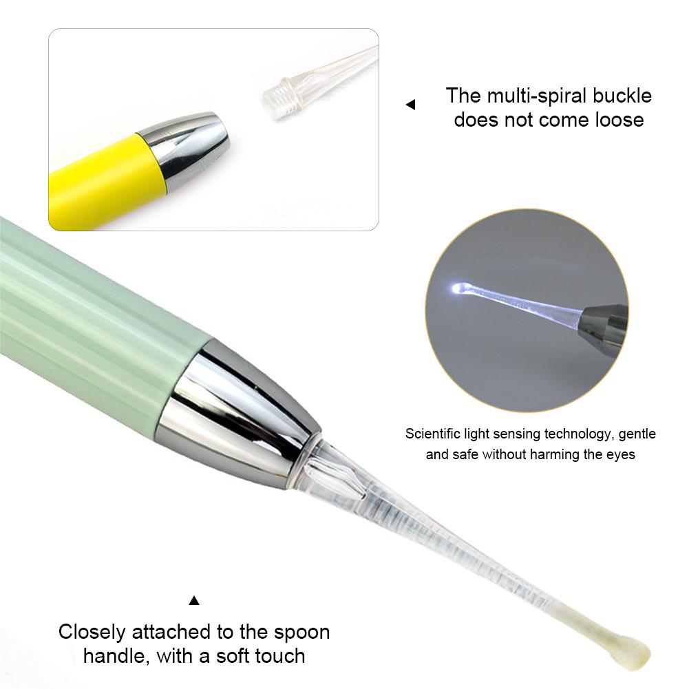 Baby Ear Cleaner Spoon Ear Digger & Tweezers LED Flash Light Visual Children Earpick Visual Children Earpick Ear Cleaning Kit