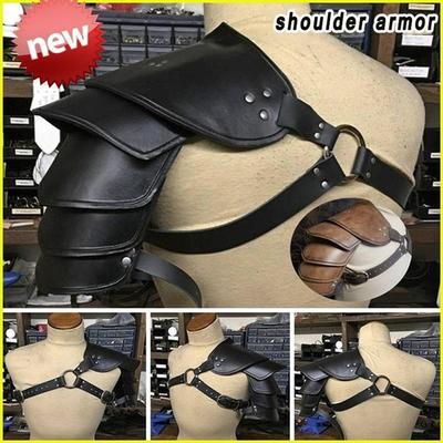 Nové stylové a pohledné cosplay doplňky Steampunk Medieval Viking Kožené brnění na jedno rameno s bočními popruhy Retro kůže