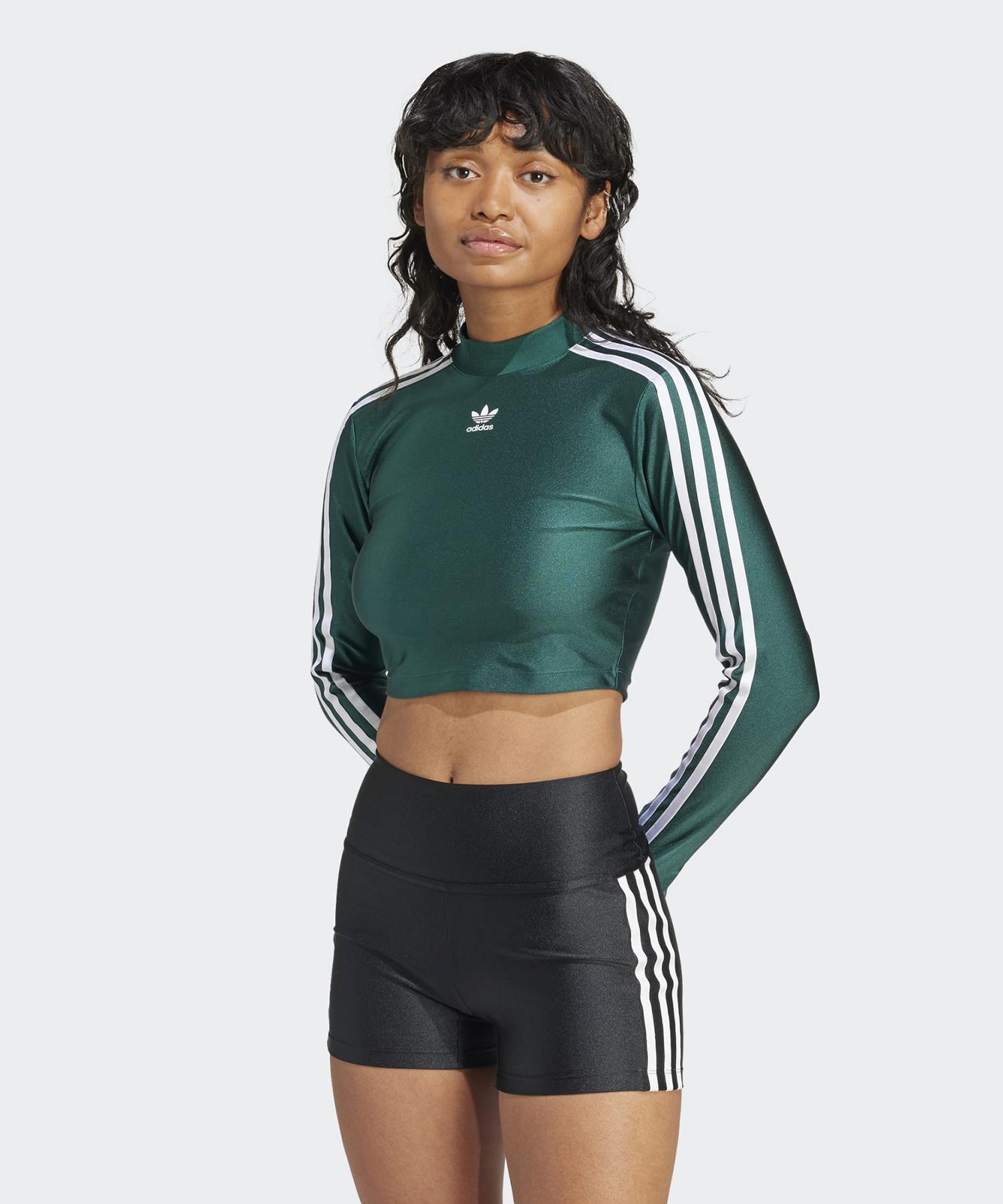 Adidas 3S Crop Long Sleeve Tee - Green / Ir8136 Green/M