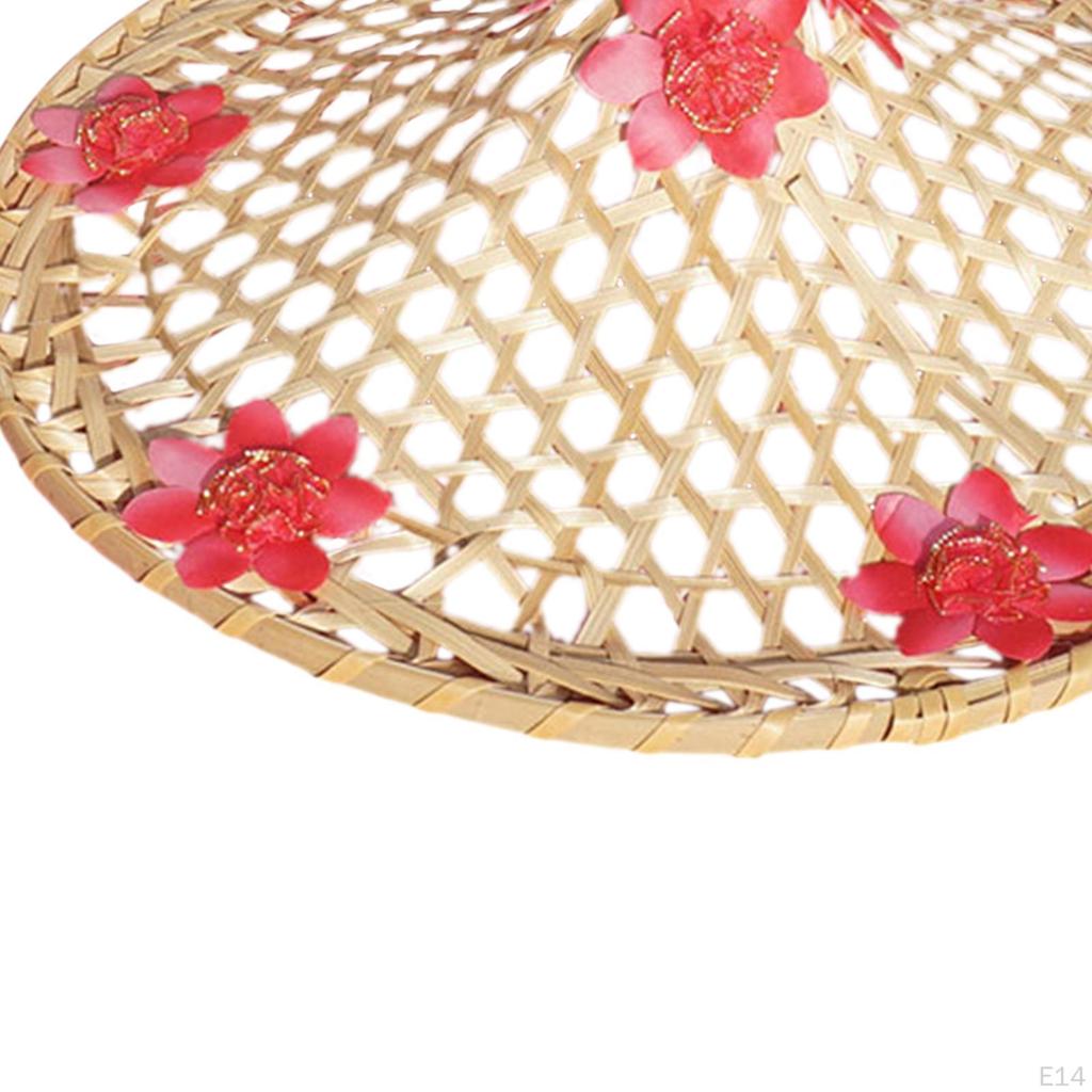 Bamboo Braided Hat Funny Party Handicraft Painting Sunhat Weaved Hard Drawing Oriental