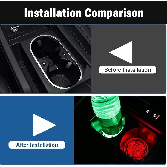 2PCS LED Car Cup Holder Lights, Light up Car Coasters for Cup Holders 7 Color-Changing Light Up Cup Holder ert Coasters, Waterproof Car Accessories
