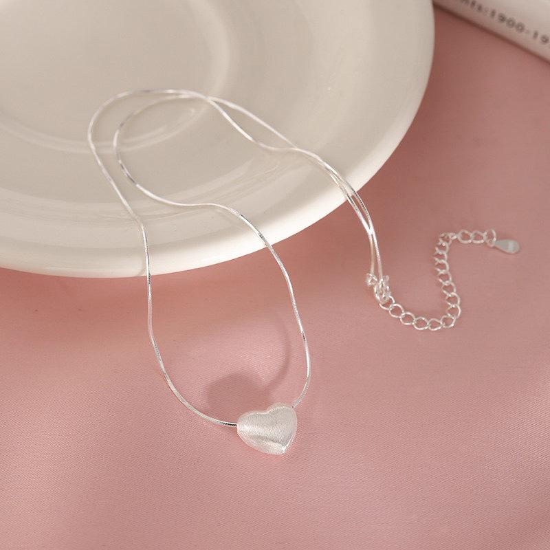 S925 Brushed Heart Snake Bone Necklace: Elegant Clavicle Chain for Women