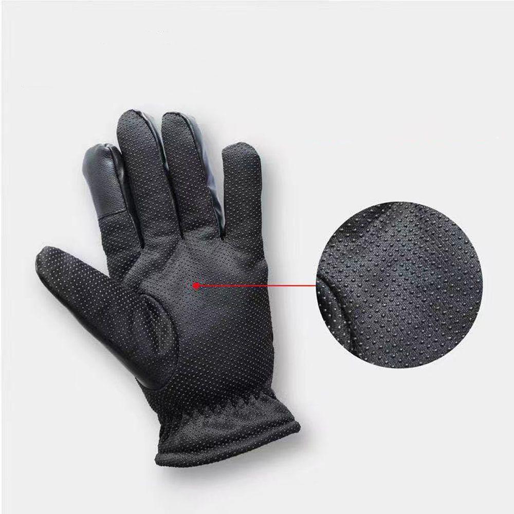 Outdoor Clambing Driving Thicken Warm Korean Mittens Men Black Gloves PU Leather Winter Gloves