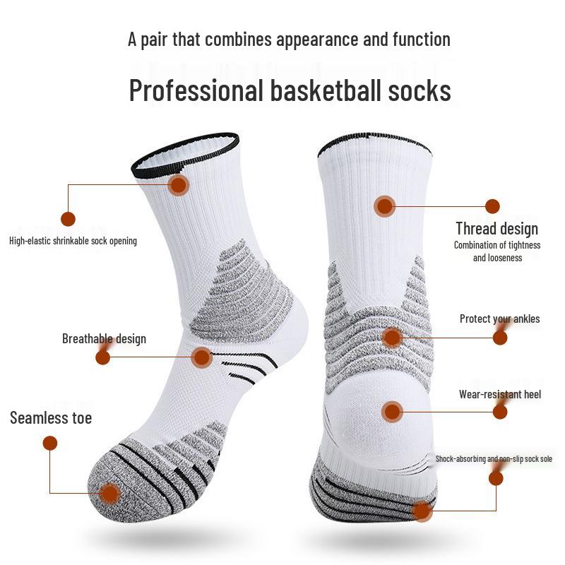 Men's Cross-Border Elite Basketball Socks: Breathable, Non-slip, Sweat-absorbing Mid-calf Sports Socks