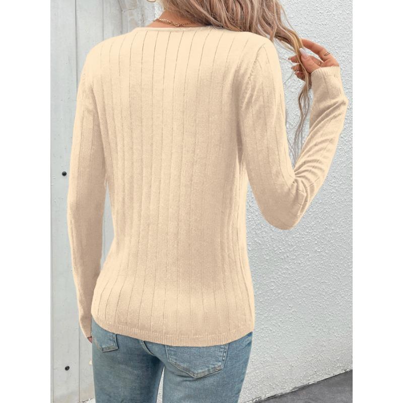 YYFS Moda dama ocazional toamna iarna imprimeu culoare uni pulovere cu maneca lunga cu decolteu in V