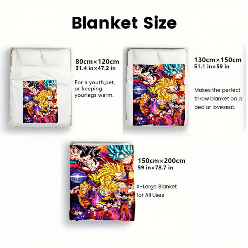 Dragon Ball Compact Storage Blanket Lightweight Flannel Warm Blanket for Travel Home THW