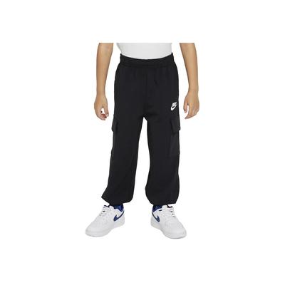 Kids Sportswear The Art Of Play Solid Color Elastic Waist Mid Rise Cuffed Cargo Casual Pants Kids Pants Black FV2671-010