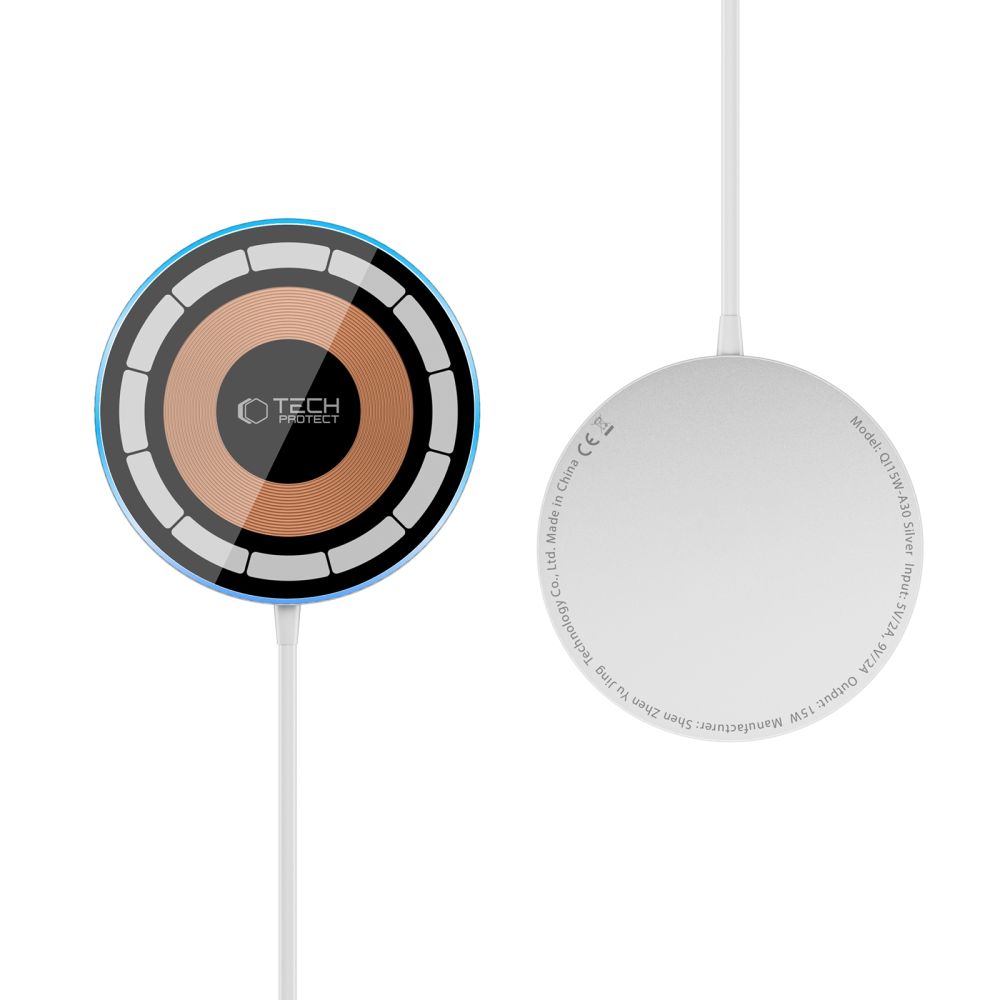 Tech-Protect Qi15W-A30 Magnetic Magsafe Wireless Charger Silver