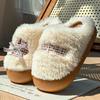 New Autumn and Winter Plush Apple Bow Cotton Slippers Piled and Thickened To Keep Warm Can Be Worn Outside Women's Cotton Mop