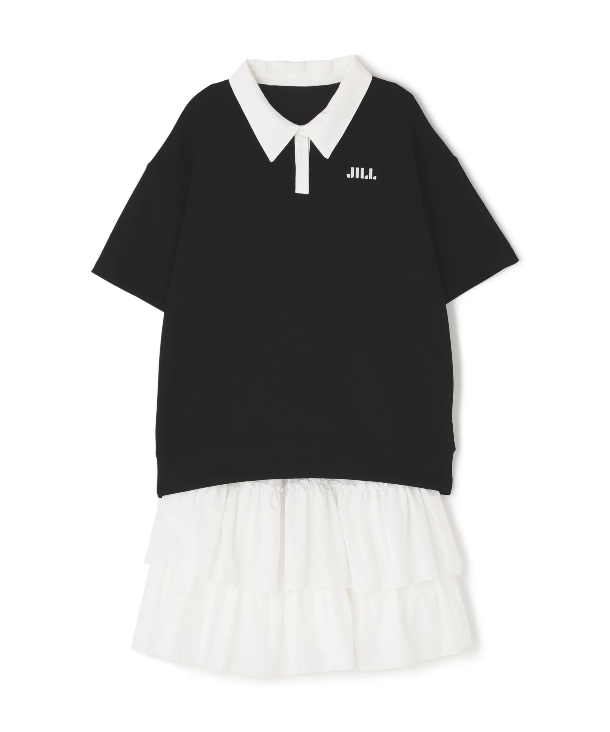 

[JILL by JILL STUART] Half-Sleeve Polo Collar Sweatshirt with Frilled Mini Set