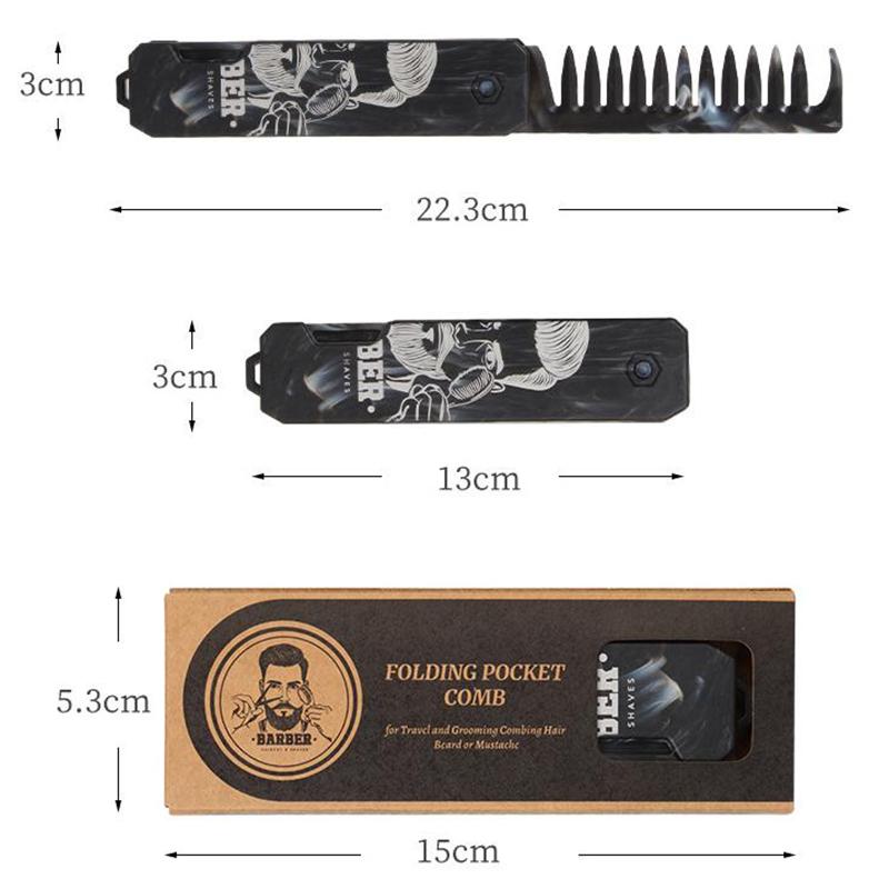 Multifuncional Portable Plastic Fine Wide Tooth Folding Pocket Comb Barber Men Oil Head Beard Combs Hair Styling Wide Tooth Comb