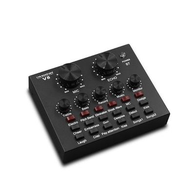 V8/V8S USB Audio Interface Mixer – Streaming / Broadcast Soundkarte für PC/Telefon Unterstützt Headset-Mikrofon