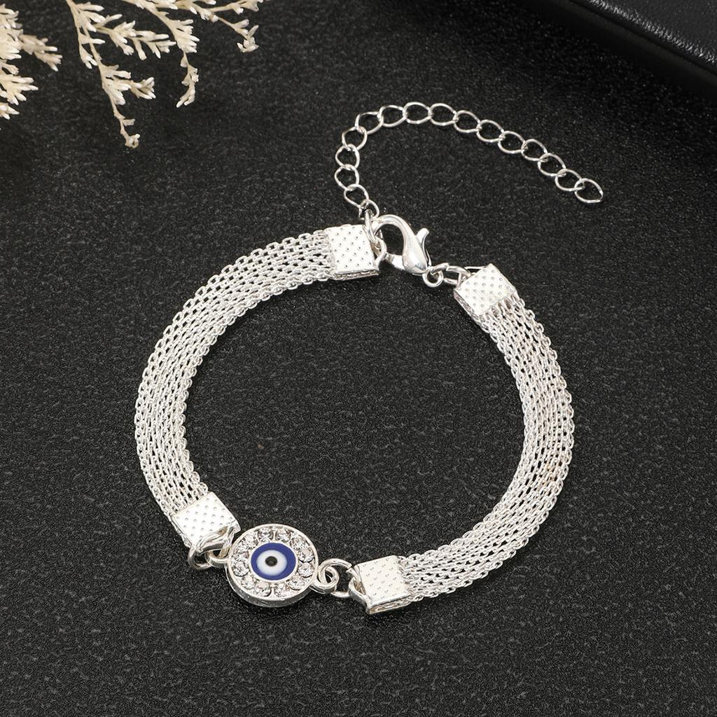New diamond-encrusted devil's eye bracelet creative retro simple alloy single-layer trendy personalized jewelry