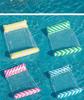 Portable Foldable PVC Striped Water Lounge Chair with Hanging Net - Single Inflatable Floating Bed