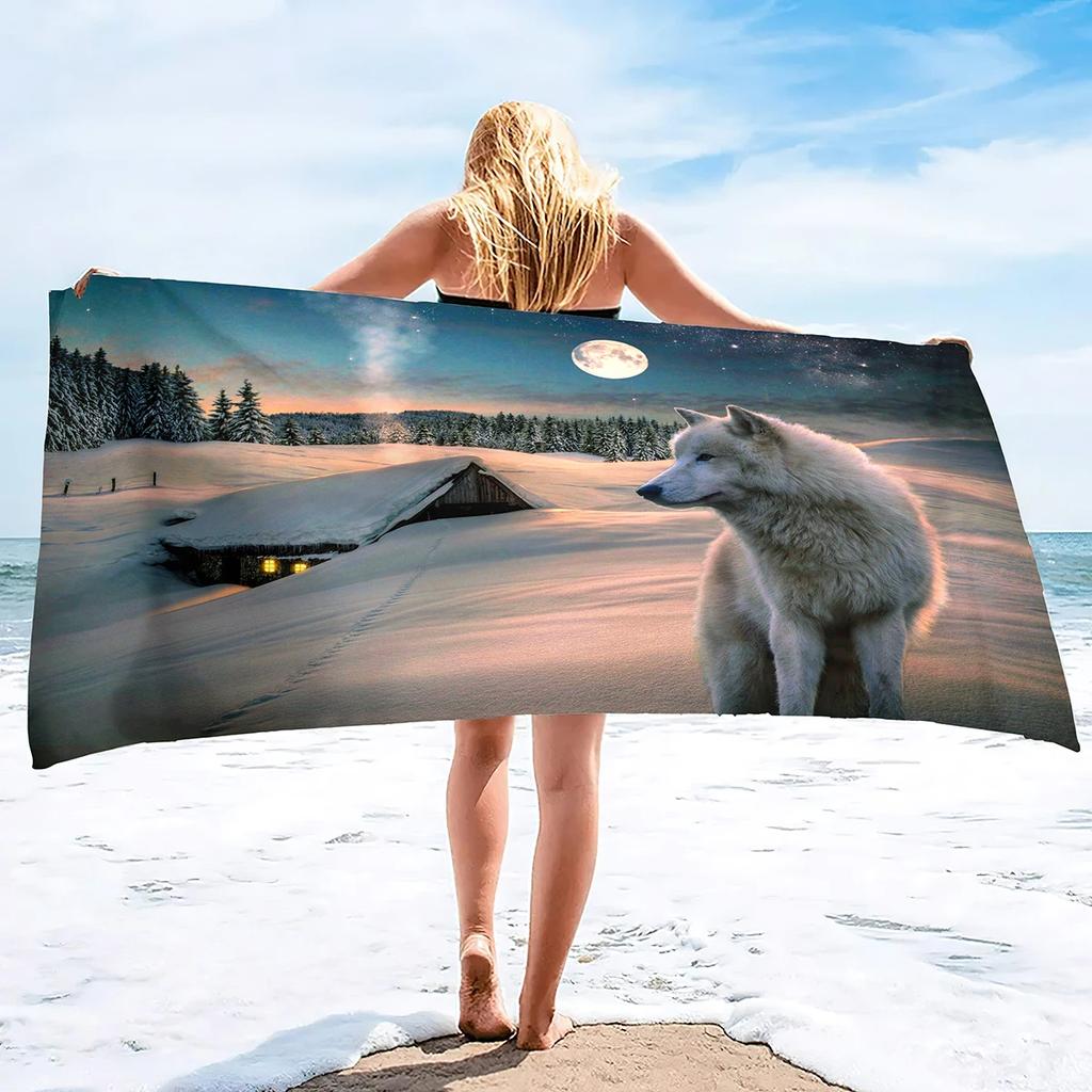 Wolf Beach Towel Groups of Wolves Wild Animal Design Soft Sand Free Bath Towel Quick Dry Sport Spa Yoga Gym Kitchen Hand Towels