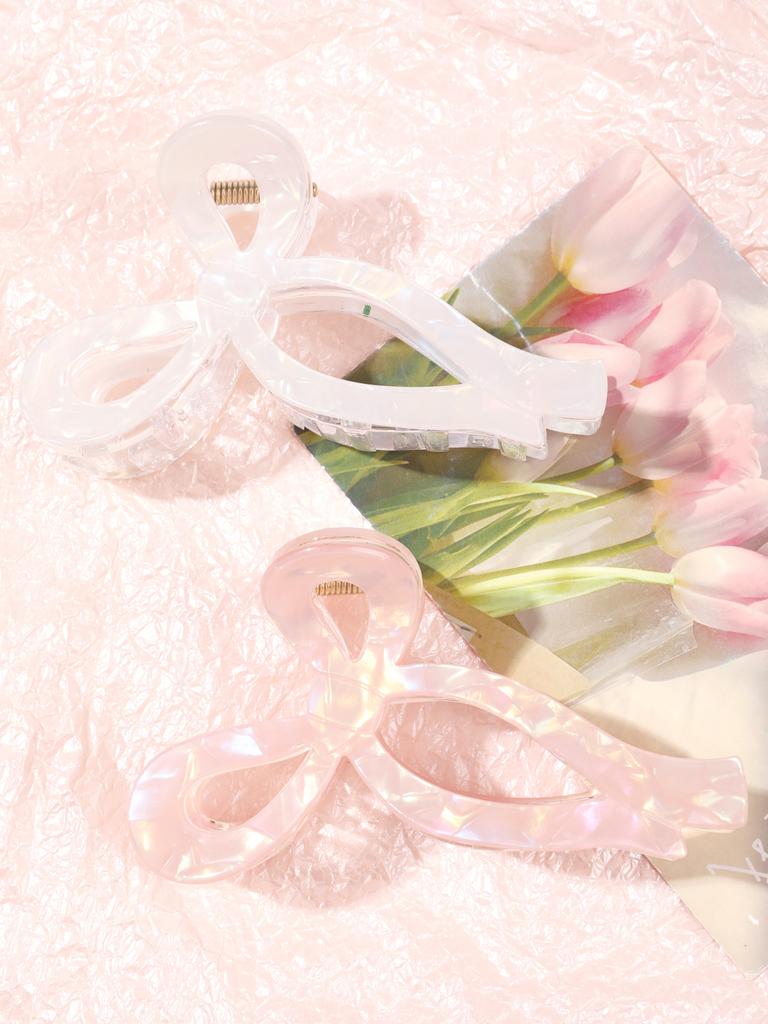 Pink Jelly Bows Hair Claw Clips 2 Colors Hair Bows for Women Girls Trend Shark Clip for Thick Hair Fashion Hair Accessories