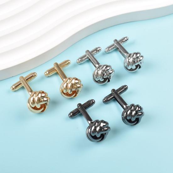1 Pair Cufflinks Polished Smooth Surface Twist Shape Men Suit Shirt Cufflinks Tuxedo Shirt Accessories Business Evening Party Wear