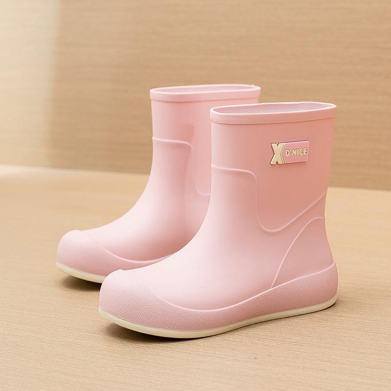Fashion new women's wear-resistant rain shoes rain boots medium tube velvet warm water shoes kitchen non-slip waterproof work rubber shoes
