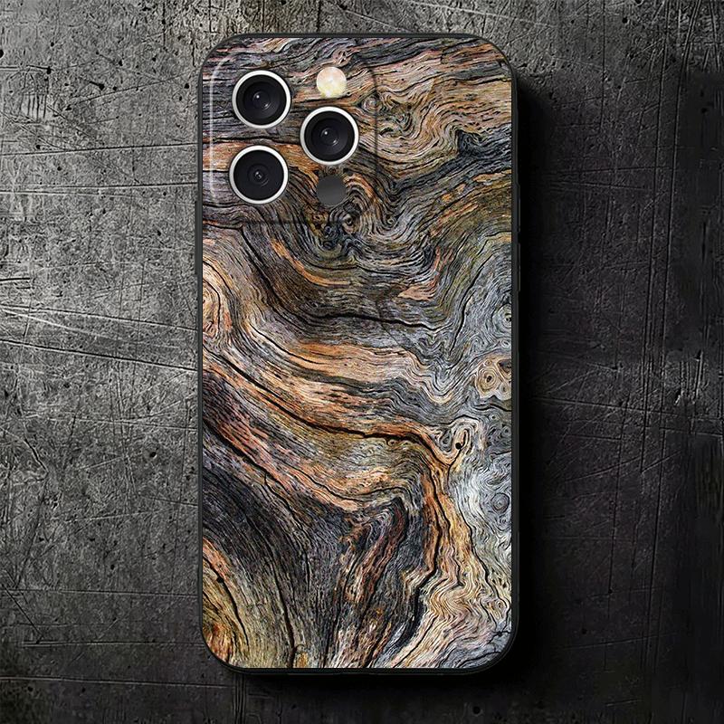 Vintage Wood Grain Pattern Soft Phone Case for iPhone 16 16E 17 Air 15 Pro Max 14 Plus 13 Mini 11 12 7 Black Cover Back Shell