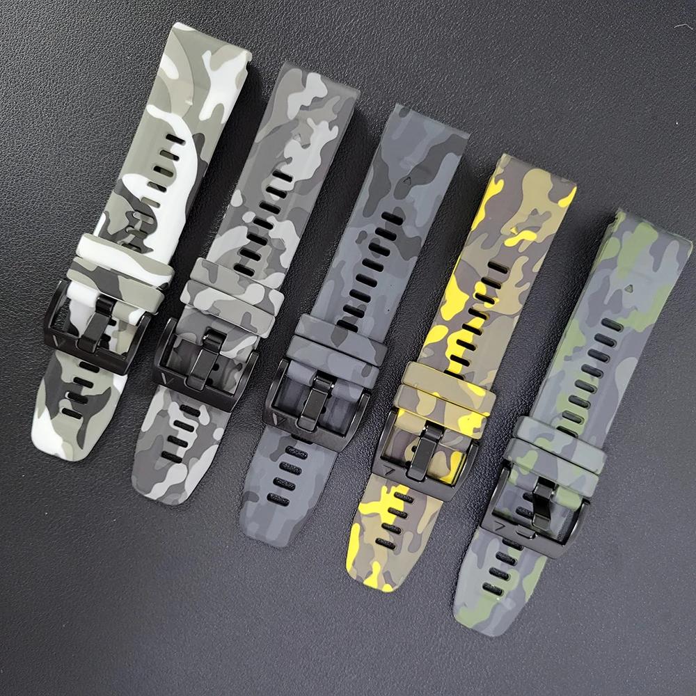 22/26mm Camouflage Silikon Uhrenarmband für Garmin Fenix 8 Pro E 8 7X 7/Instinct 2x/Tactix 8 7X/Forerunner 970 965 Uhrenarmbänder