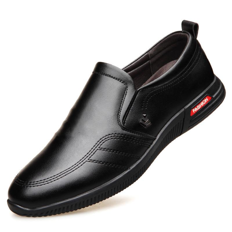Men's Leather Shoes Business British Men's Shoes Round Toe Soft Bottom Casual Shoes Work Shoes