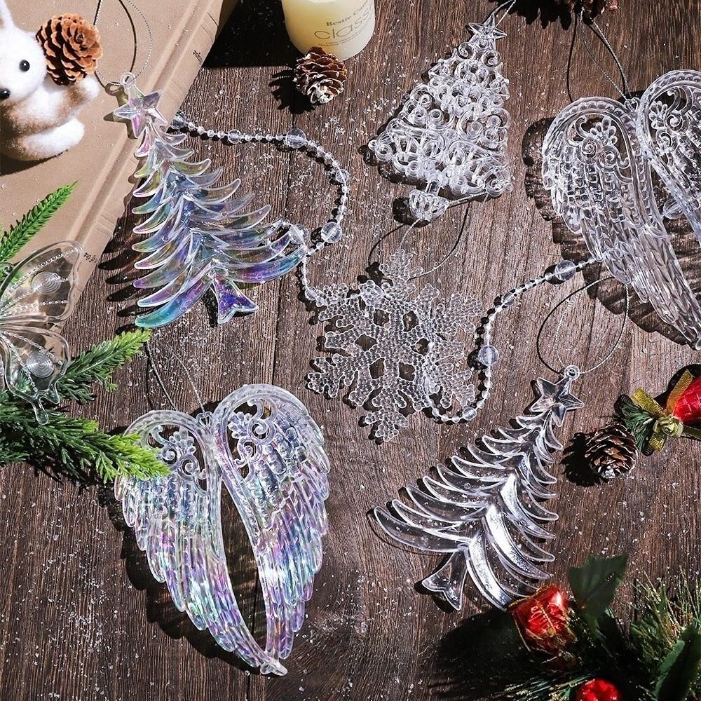 Clear Acrylic Christmas Ornaments Snowflake Christmas Decor Holiday Hanging Pendant Indoor Room