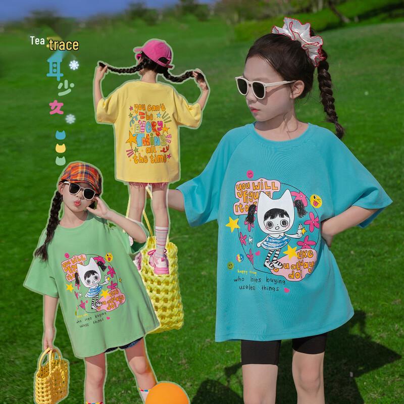 

Girls Summer Loose-Fit Cartoon Short Sleeve T-Shirt 110