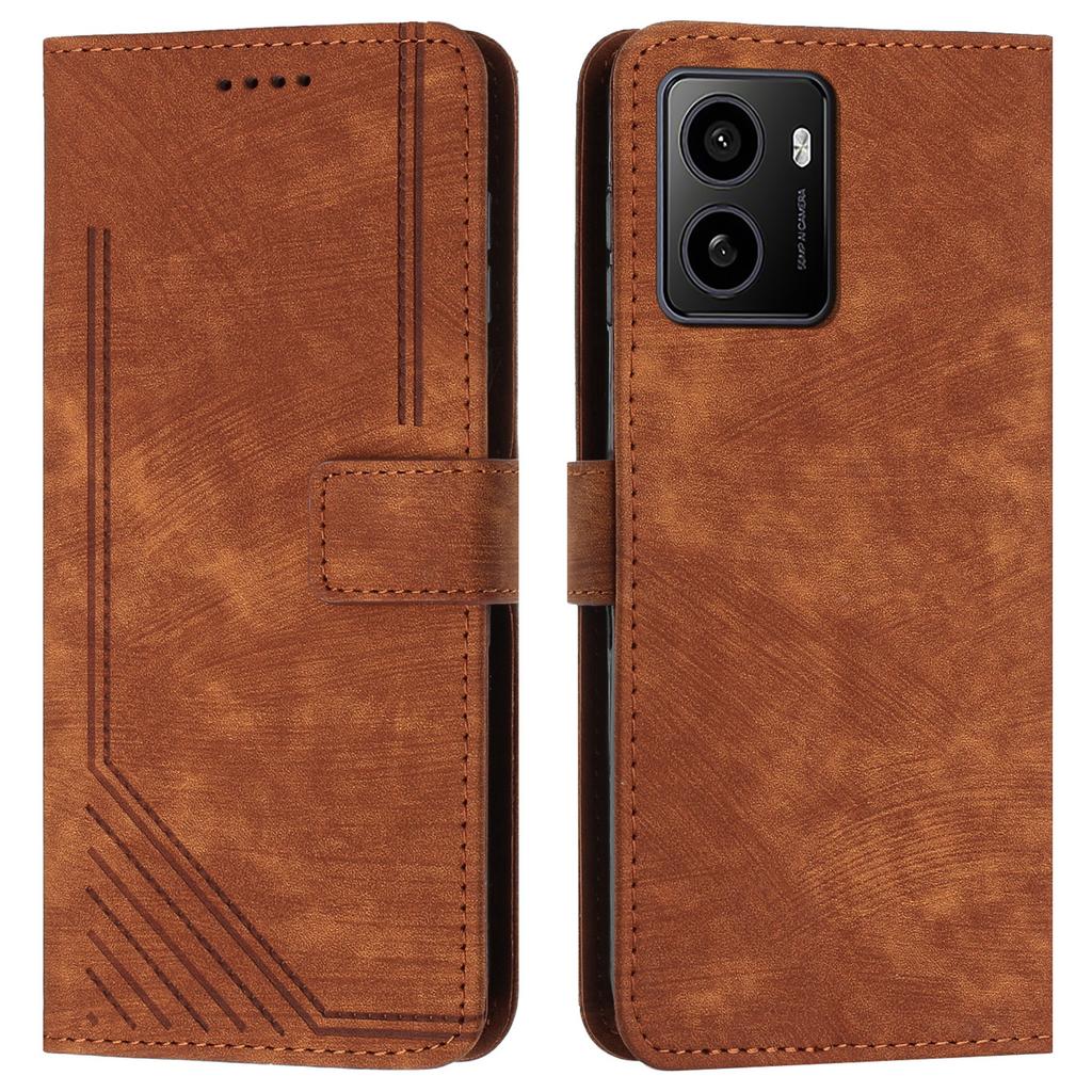 For HMD Pulse/Pulse+/Pulse Pro Case Imprinted Lines Leather Phone Cover Bookstyle Folding Stand