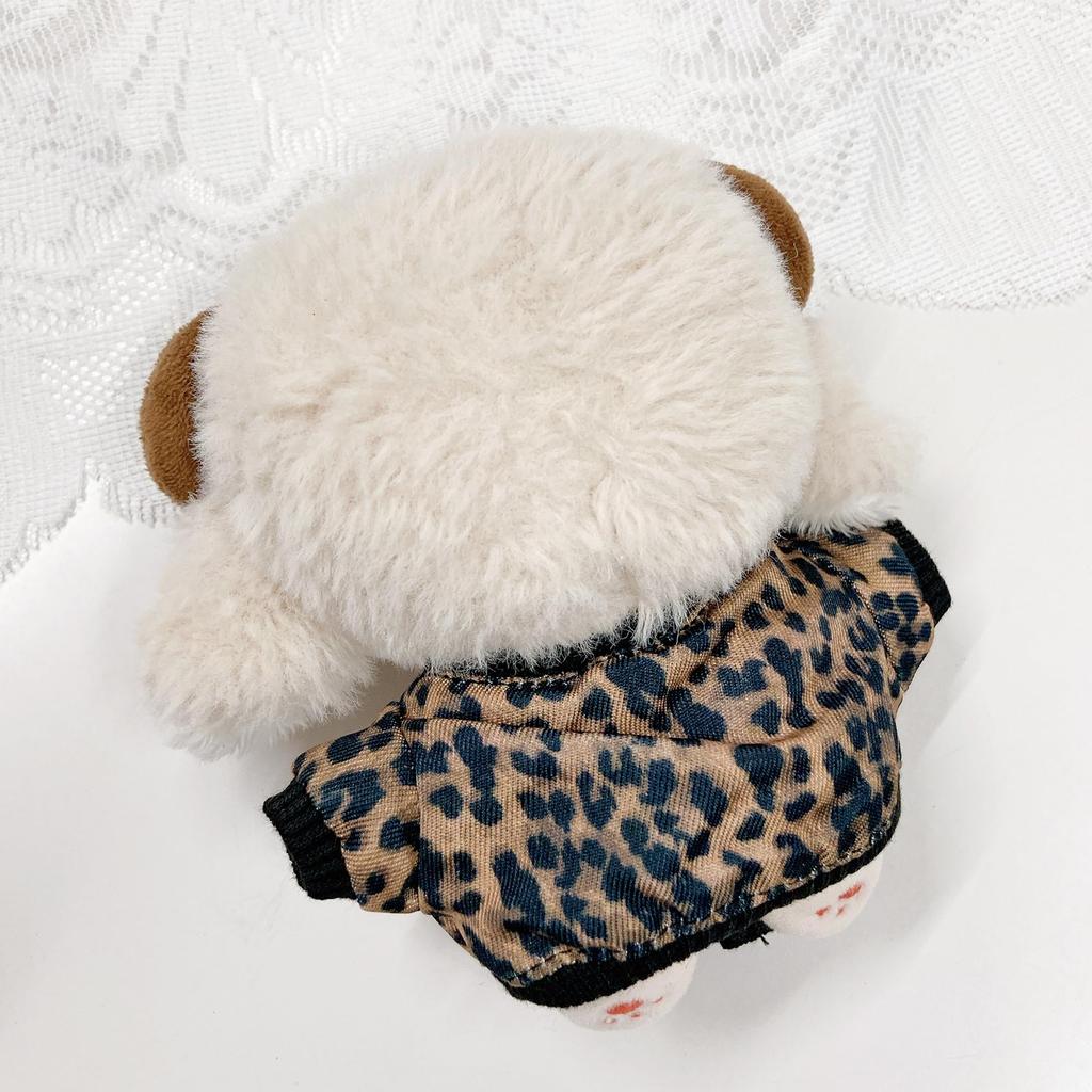 Leopard print jacket, 10cm plush doll outfit, brown. Perfect for mascots, idols, K-pop dolls, and other fan activities. [Used]