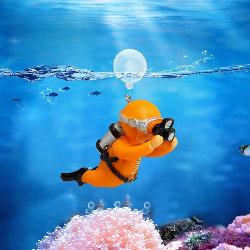 Mini scuba diver figurine diving action figure aquarium decoration art fish tank creative landscaping accessories