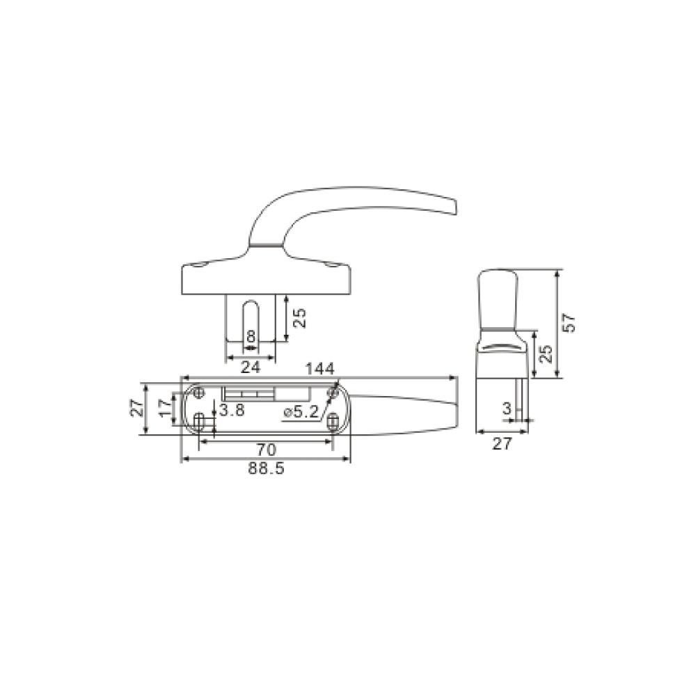 Aluminum Alloy Window Handle Hardware Door and Window Accessories Second Point Big Seat Yoke Shifter Handle for Casement windows