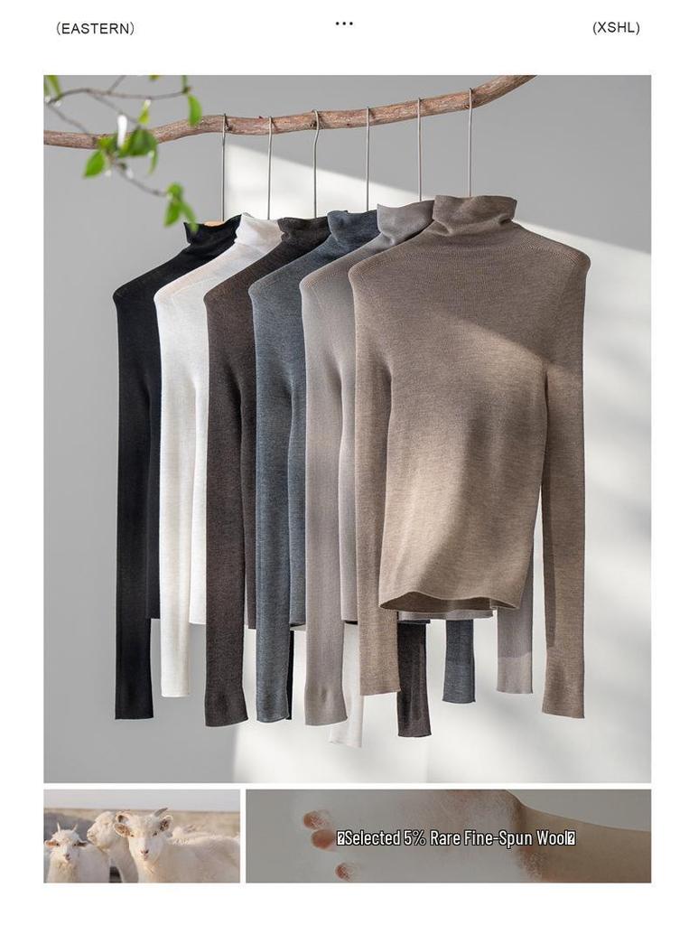 Spring 2026 Slim Fit Women's Elegant Layered Neck Wool Sweater