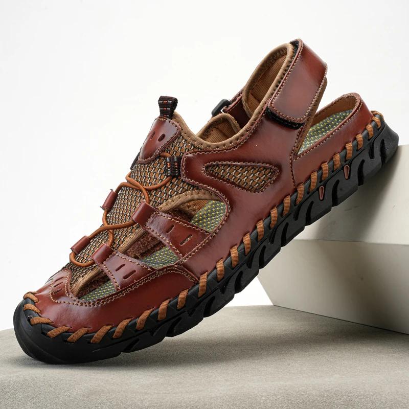 Fashion Men's Shoes In Sizes 38-48 with Toe Caps Hand Sewn High-quality Fashionable Mesh Breathable Casual Shoes Outdoor Beach Shoes