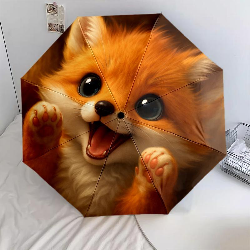 1 st Automatiskt Fällbart Paraply - Tecknat Mönster, Bärbar & Vikbar Design med 8 Ribbor, Jul- Födelsedagspresenter