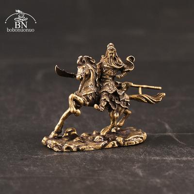 Mosadz čínsky boh bohatstva Jazdecký kôň Socha Guan Gong Bytové dekorácie Príslušenstvo Medený Kancelársky stôl Dekor Budha Ornamenty