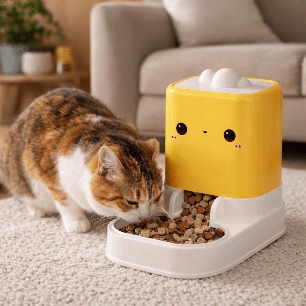 Large Capacity Cat Automatic Feeder Durable Cartoon Shape Cat Food Dispenser Anti Spill Plastic Dog Feeder Multi Pet Household