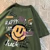 Happy To Dream Luck Smile Men Women T-Shirt High Quality Crewneck T Shirts Summer Loose Sportswear Cotton Breathable T Shirts