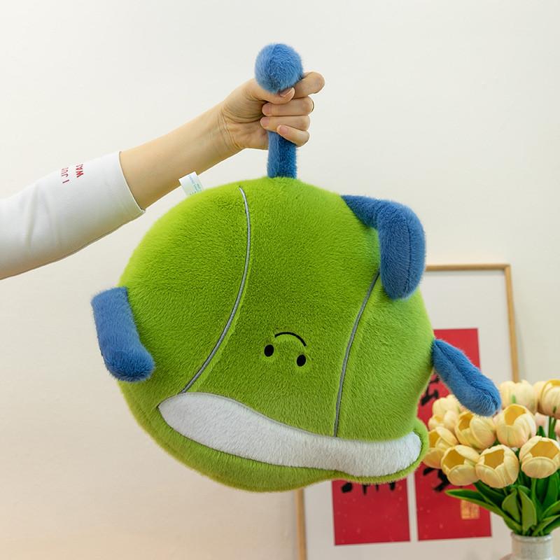 Cartoon Style Tennis Ball Pillow With Soft Plush Cover For Children