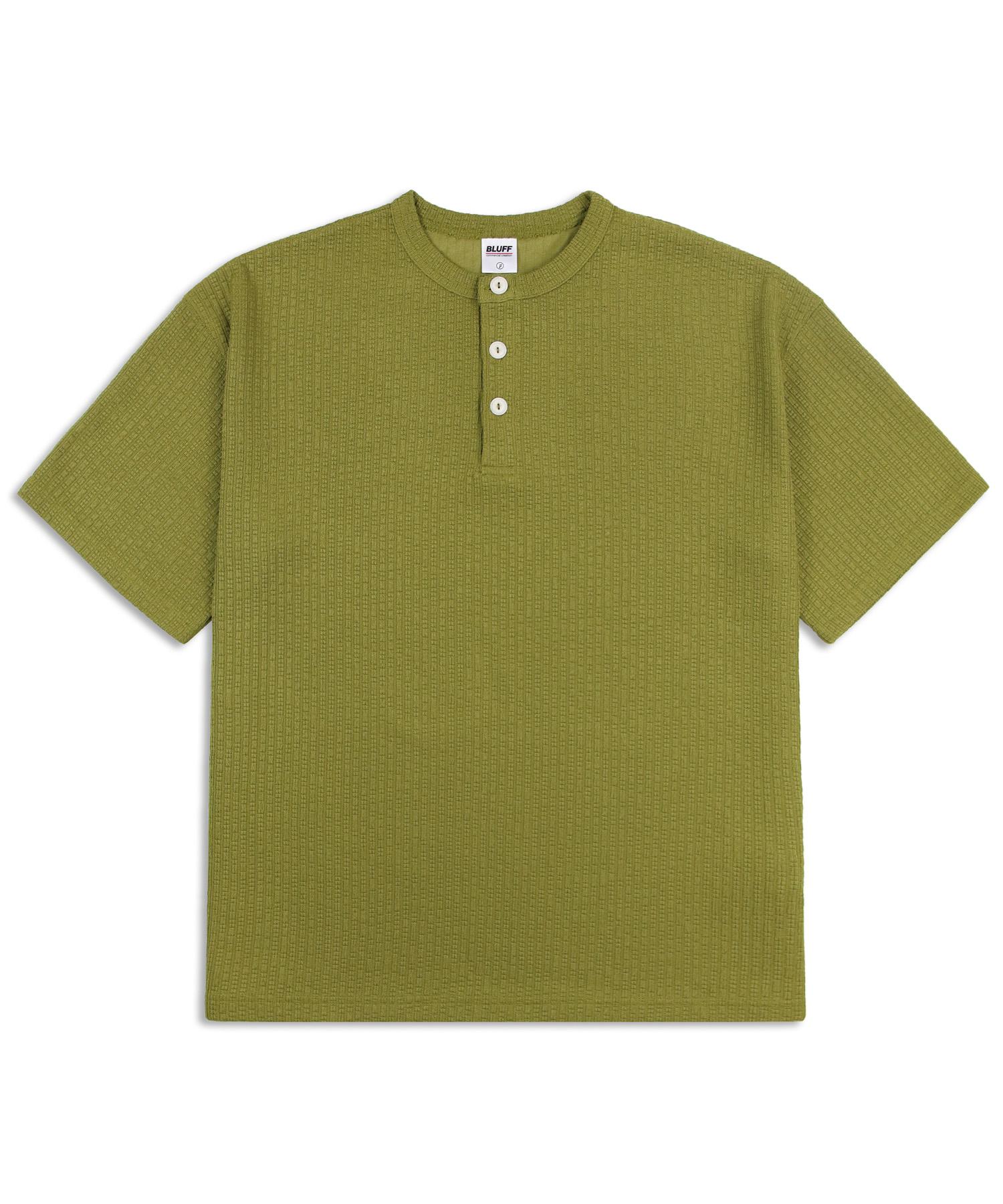 Bluff Oversized Henley Neck T-Shirt [Olive Green] Olive Green/Free