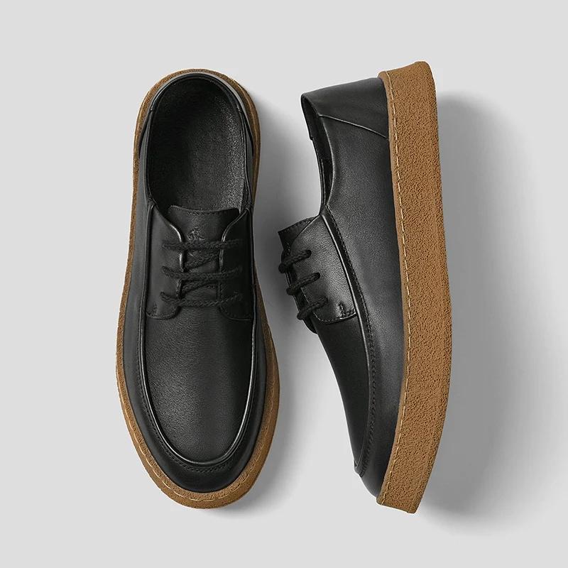 FashionBritish Style Men Dress Shoes Genuine Leather Formal Shoes Fashion Man Casual Flats Lace Up Male Vulcanize Footwear Leisure Walk