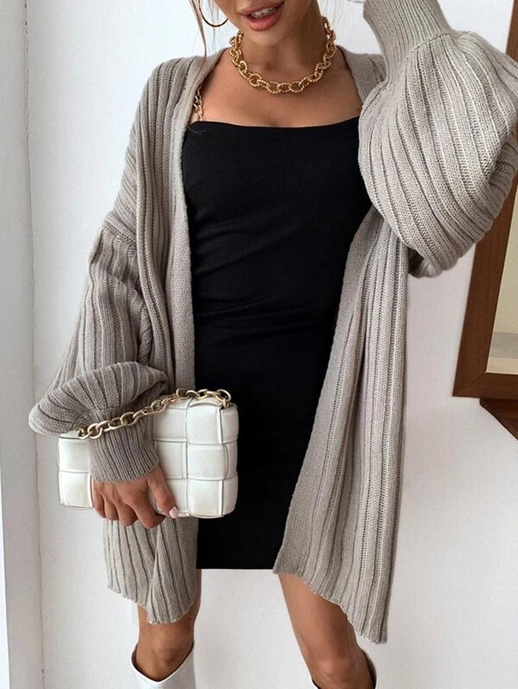 2025 Autumn/Winter Fashion Plus Size Batwing Sleeve Knitted Cardigan Sweater