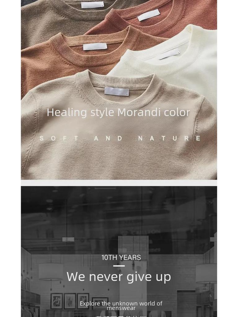 Men's Round Neck Long-Sleeve Knitted Sweater – Business Casual Top