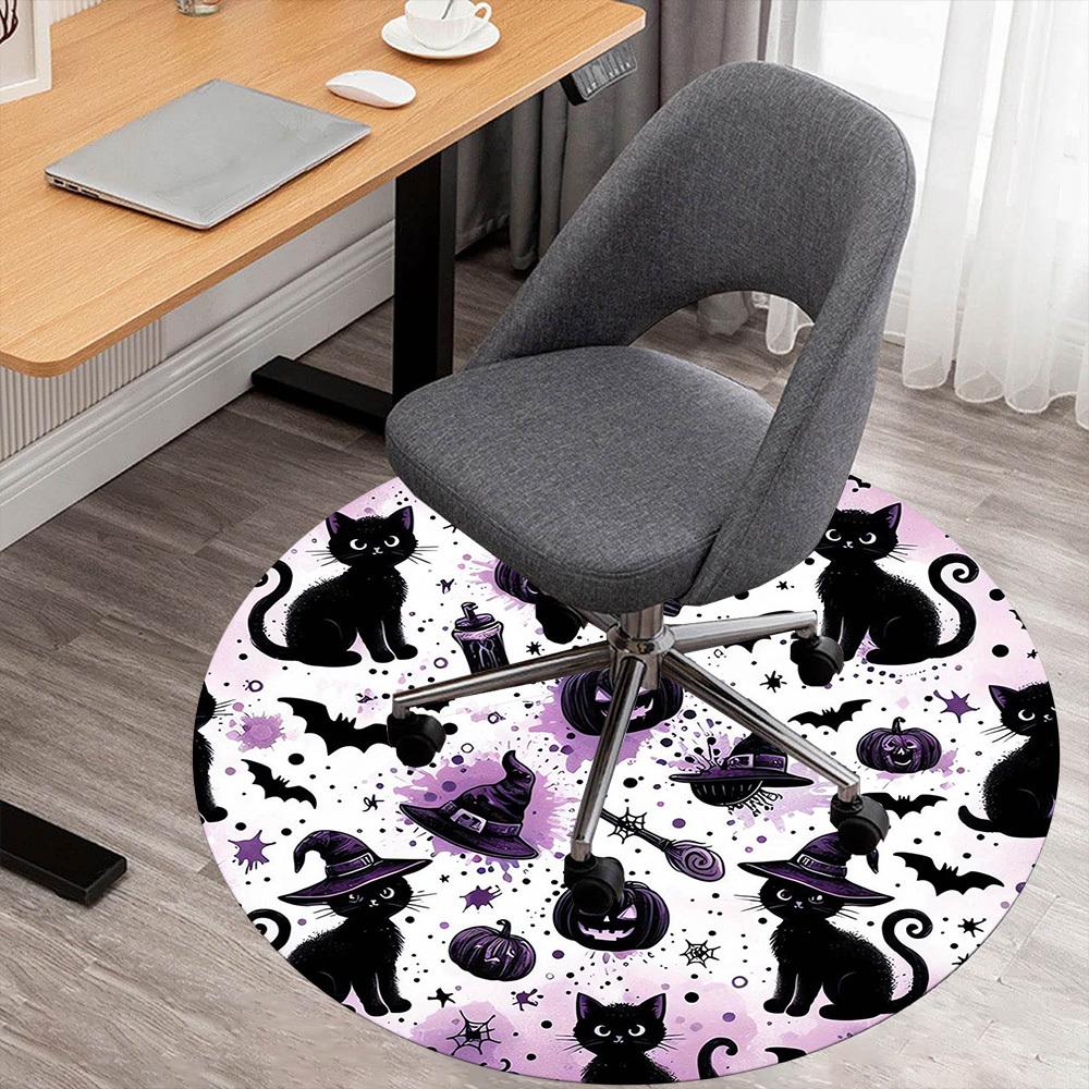 

1pc Halloween, cats Round Chair mat Area Rug - Non-Slip, Floor Mat for Office, Bedroom, and Indoor Decor -1002067 80cm by 80cm