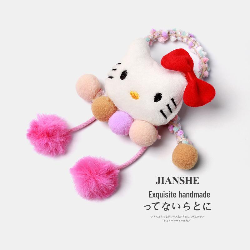 

Kuromi Korean Style Woolen Hair Scrunchies - Cute Cartoon Elastic Bands for Girls