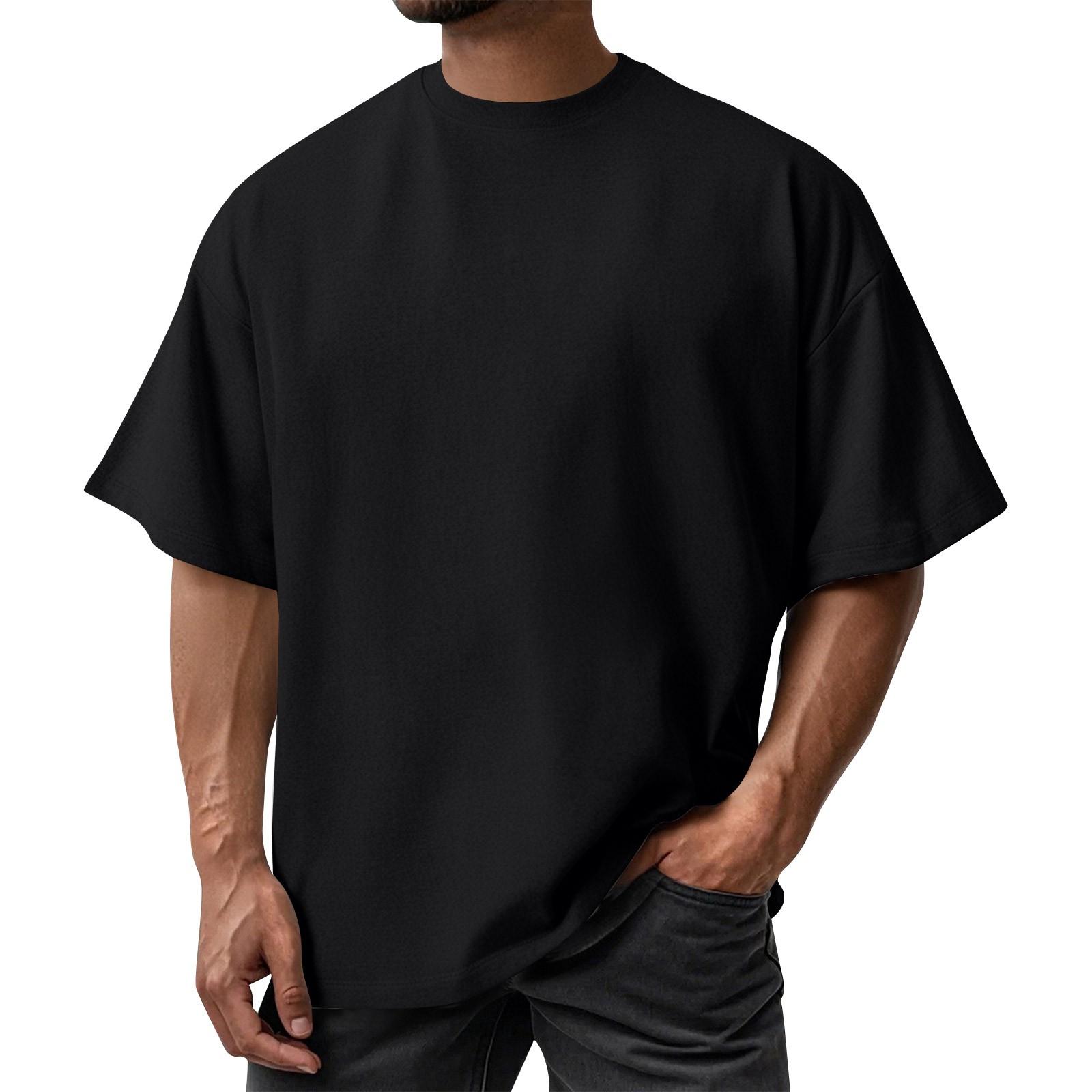 

Мужской летний однотонный топ из хлопка с ледяным эффектом, с круглым вырезом - солнцезащитный, спортивный, повседневный, свободная футболка с коротким рукавом M чёрный