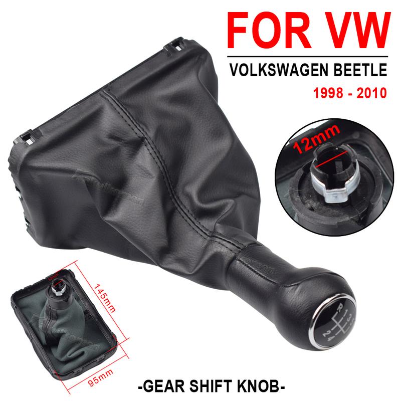 New 5 Speed Gear Shift Knob Leather Boot For VW Beetle 1998 1999 2000 2001 2002 2003 2004 2005 2006 2007 2008 2009 2010