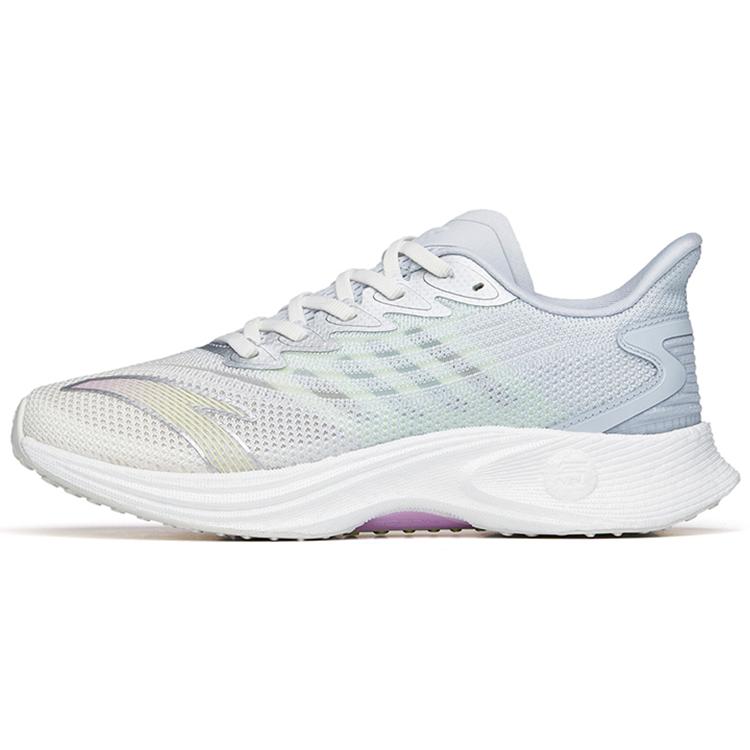 New ANTA MACH 2.0 Running Shoes Women's Low Top Ivory White/Ice Pink Purple/Fluorescent Glow In The Dark Green 122225583-6
