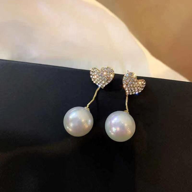 2023 Trendy Elegant Heart Pearl Earrings: Two-Way Wear Versatile Studs