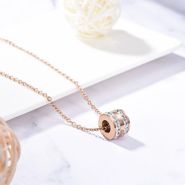 Small And Exquisite Three Zircon Circle Pendant Necklaces For Women High Quality Stainless Steel Love Necklace Birthday Gift