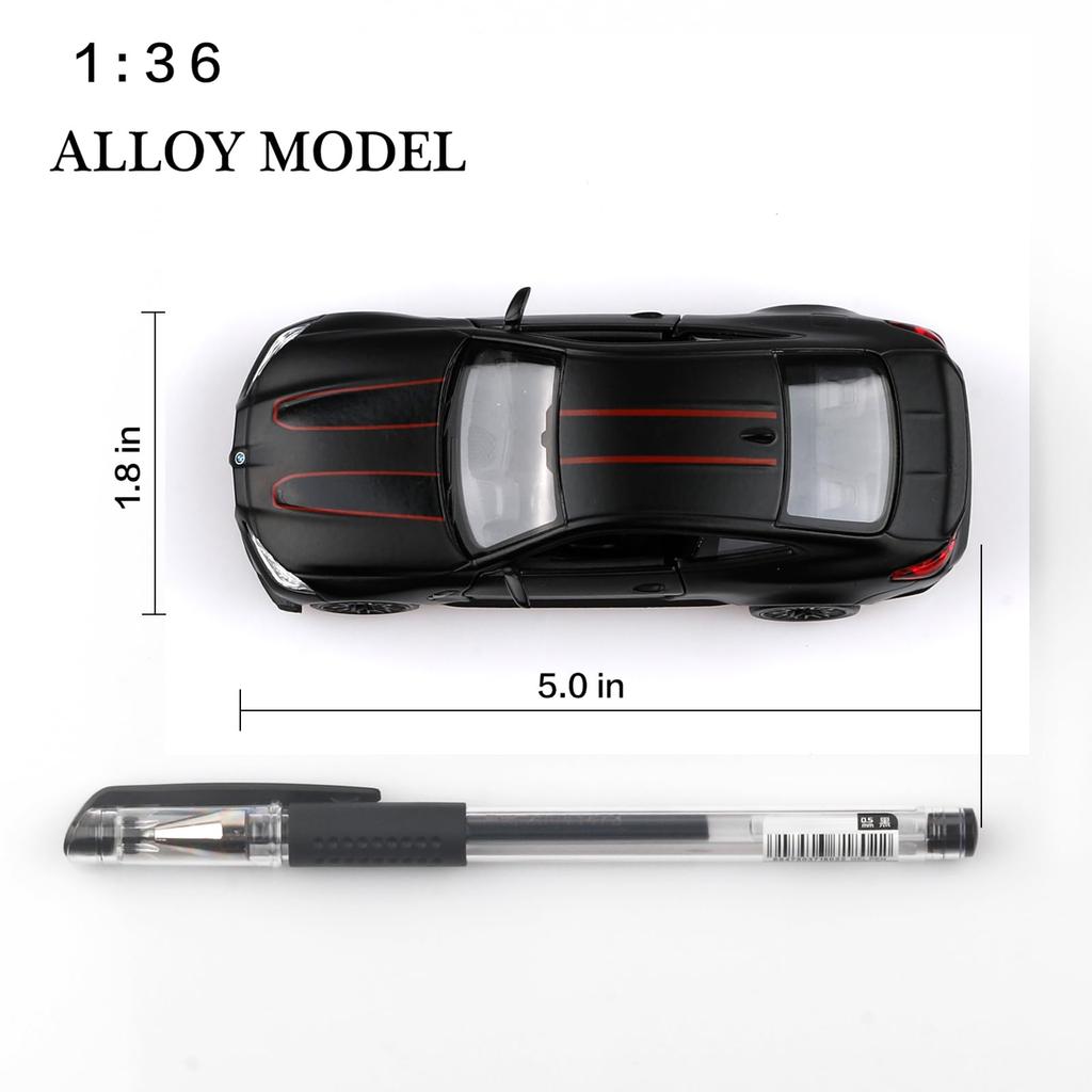 TOKAXI 1/36 Scale BMW M4 Diecast Miniature Car with Pull-Back Driving Function, Black, Birthday/Christmas Gift for Boys and Girls